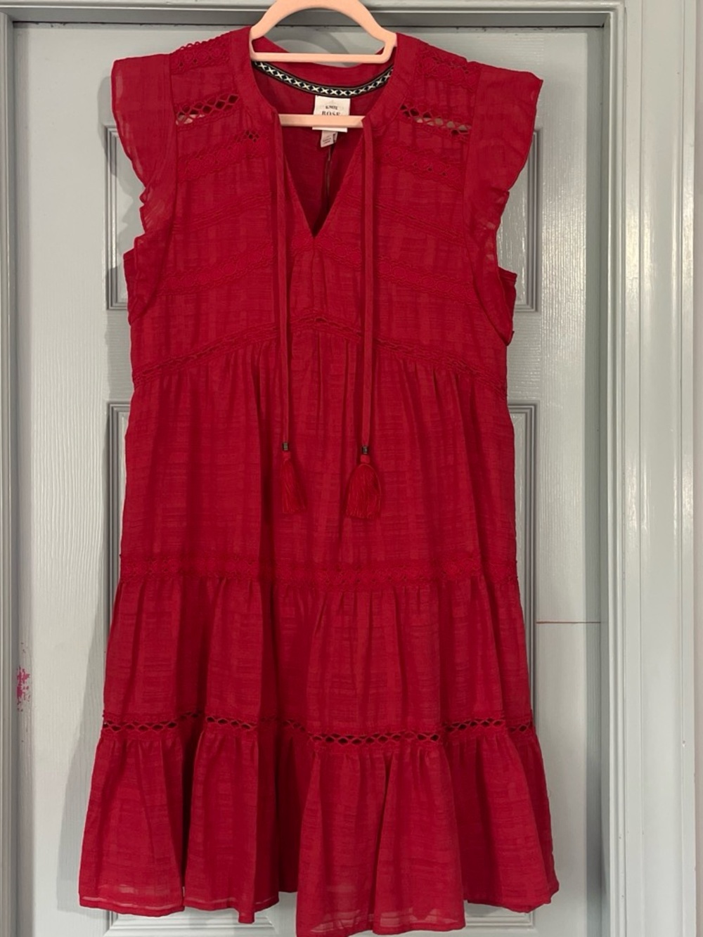 Knox Rose Red Tiered Midi Dress